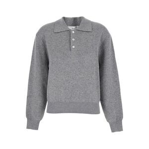 Dunst Women Grey Sweater With Polo Collar And Ribbed Details In Cashmere Woman